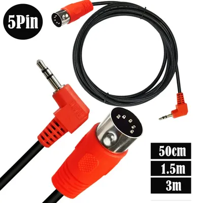 Midi Din 5-polige Buchse zu Trs 90-Grad-Winkel 3,5mm 3,5mm öffentlich zu Din 5-poliger männlicher Audio-Stecker zum Midi-Audio-Adapter kabel 0,5 m Image