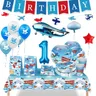 Flugzeug Geburtstags feier Geschirr Set Folie Flugzeug Ballon für Jungen Kinder Flugzeit fliegt