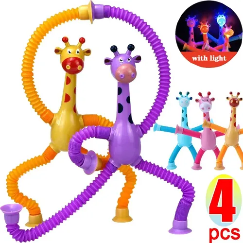 4 Stück Giraffe Cartoon Sauger Teleskop rohr Giraffe Ever-Stretch Rohr Giraffe Puzzle interaktive