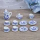 1/12 Miniatur 15 Stück blaue Blume Patten Porzellan Kaffee Tee tassen Keramik Geschirr Puppenhaus
