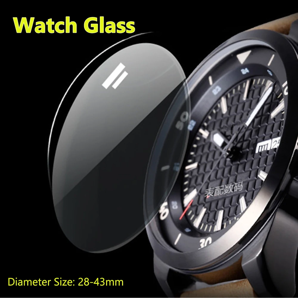 2 stücke uhr glas 28-42mm durchmesser uhr reparatur werkzeuge smart uhr ersatz glas kristall linse runde uhr gehärtete folie Image