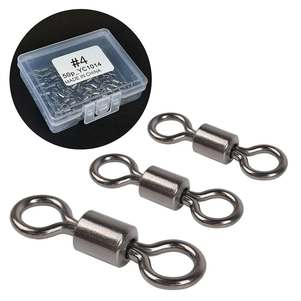 50 o 100 pezzi canna da pesca cuscinetto girevole con scatola anello solido connettore esca accessori per attrezzatura da pesca alla carpa strumento per pesci