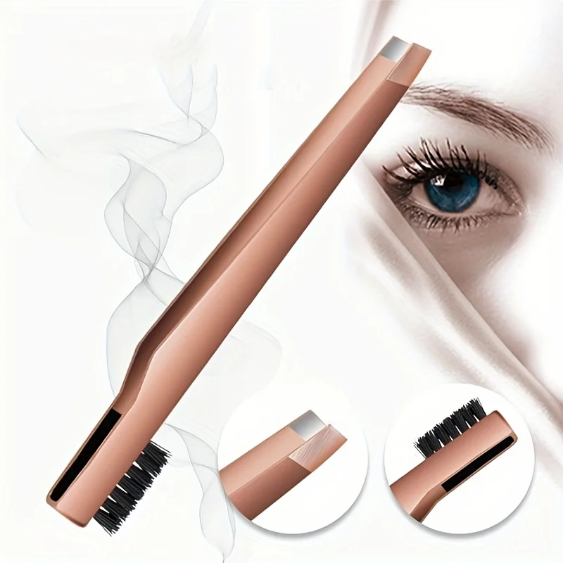 Doppelkopf abgeschrägte Augenbrauen Pinzette Clip Pinsel Augenbrauen Trimm werkzeug Edelstahl Beauty-Tools für den Heimgebrauch im Schönheits salon Image
