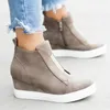 Frauen Schuhe Mode Lässig Keile Stiefel frauen Plattform Schuhe Plus Größe Herbst Stiefel Leopard