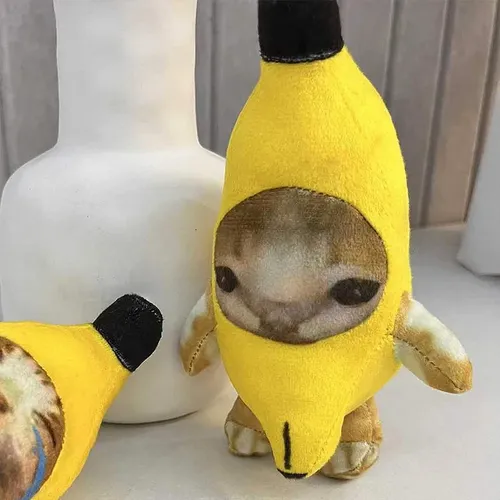 Weinende Bananen katze Plüsch Schlüssel bund glückliche lustige Baby Sound Katze Stofftier