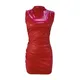 Neu im Jahr Damenmode Frühling Sommer rot ärmellose Plissee Pu Leder Kleid elegante sexy Bodycon