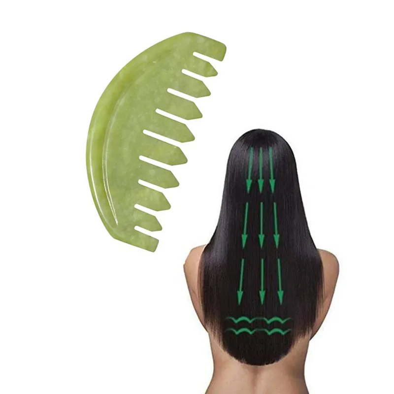 Jade Körper Massage Kamm Kopf Massage Haar Pinsel Gua Sha Bord Stein Massage Pinsel Kopfhaut Massagegerät Meridian Kamm Haar Behandlung Image