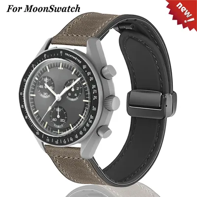 20MM Lederband Für Omega X Swatch Joint MoonSwatch Planet Metall Magnetische Schnalle Für Swatch Uhr Image