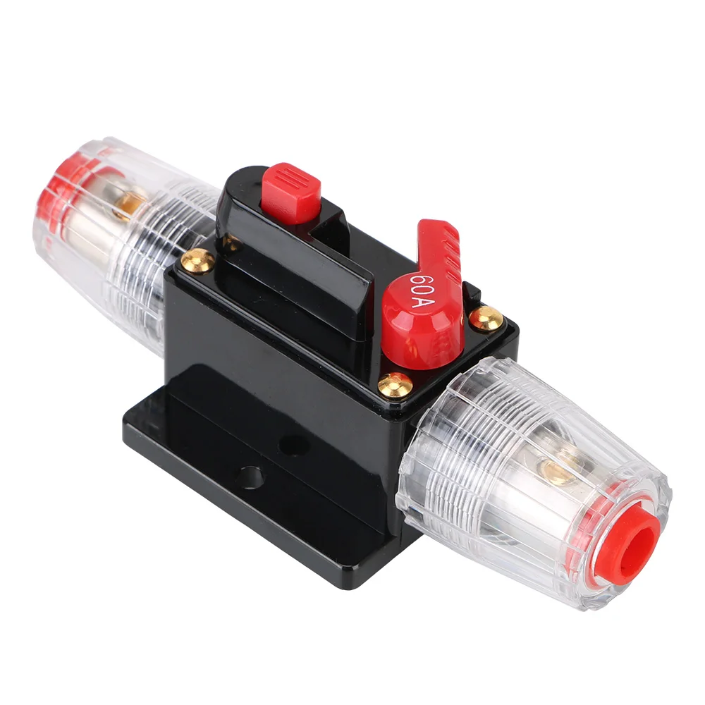 Sicherungshalter Stereoverstärker Refit Sicherungsadapter 12V/24V Auto LKW Audio Verstärker 60A 100A Rücksetzbare Versicherung Leistungsschalter Image