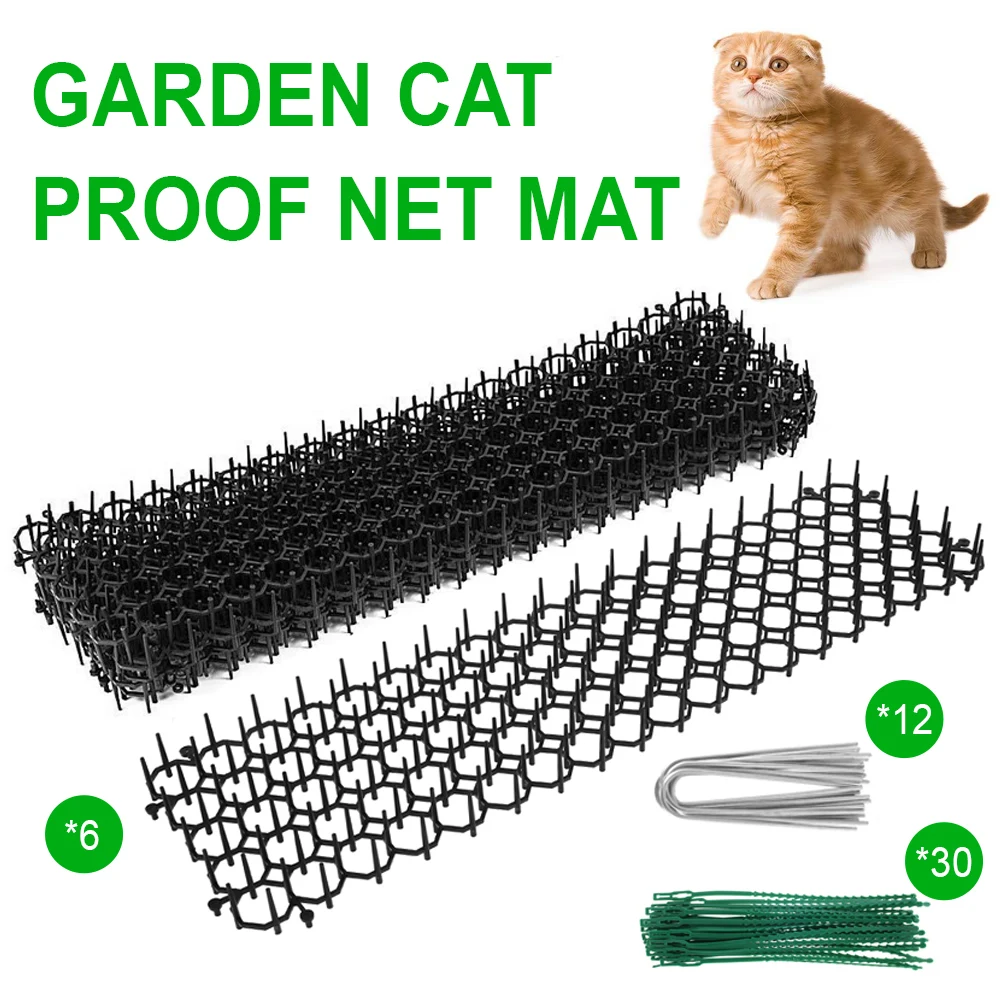 Gartenarbeit Katze Scat Matte Abweisende Matte Anti-Katze Mit Prickle Streifen Spikes Riemen Abschreckung Halten Katze Hund Weg Graben pet Liefert Image