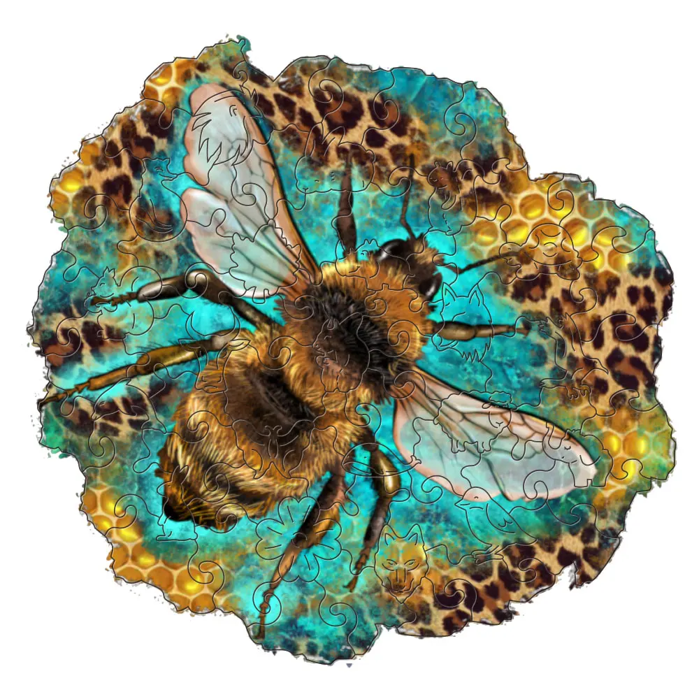 Bienenbild Holzpuzzle, personalisiertes 3D-Puzzle, Geschenk für Erwachsene, Kinder, Bildung, Kinderspielzeug, Spiel mit hohem Schwierigkeitsgrad Image