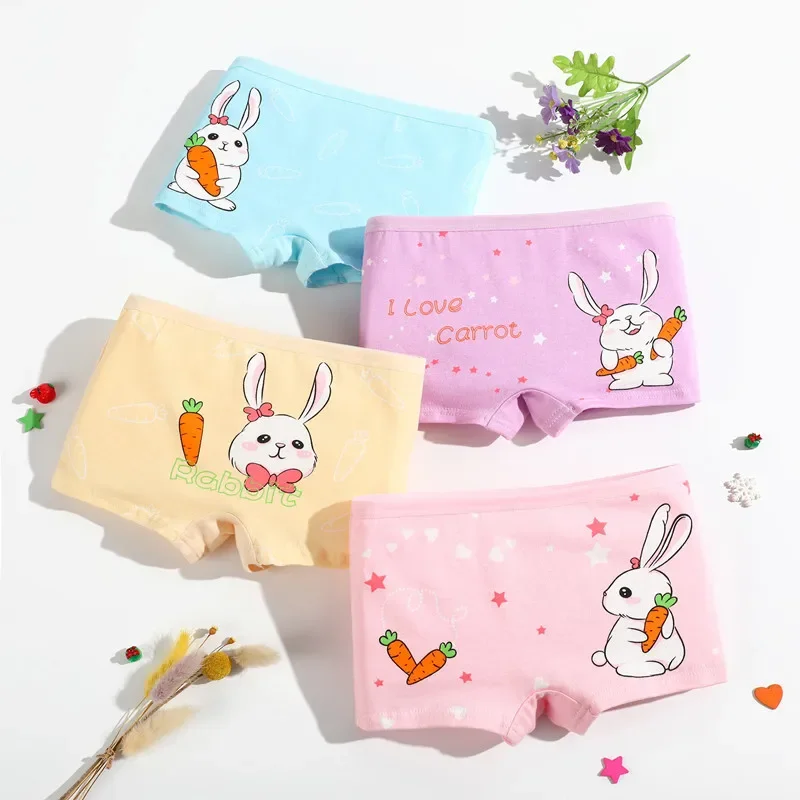 4 teile/los Cartoon Design Unterhosen Slips Baby Mädchen Boxer Höschen Baumwolle weiche atmungsaktive Unterwäsche für 2-12 Jahre Mädchen Image