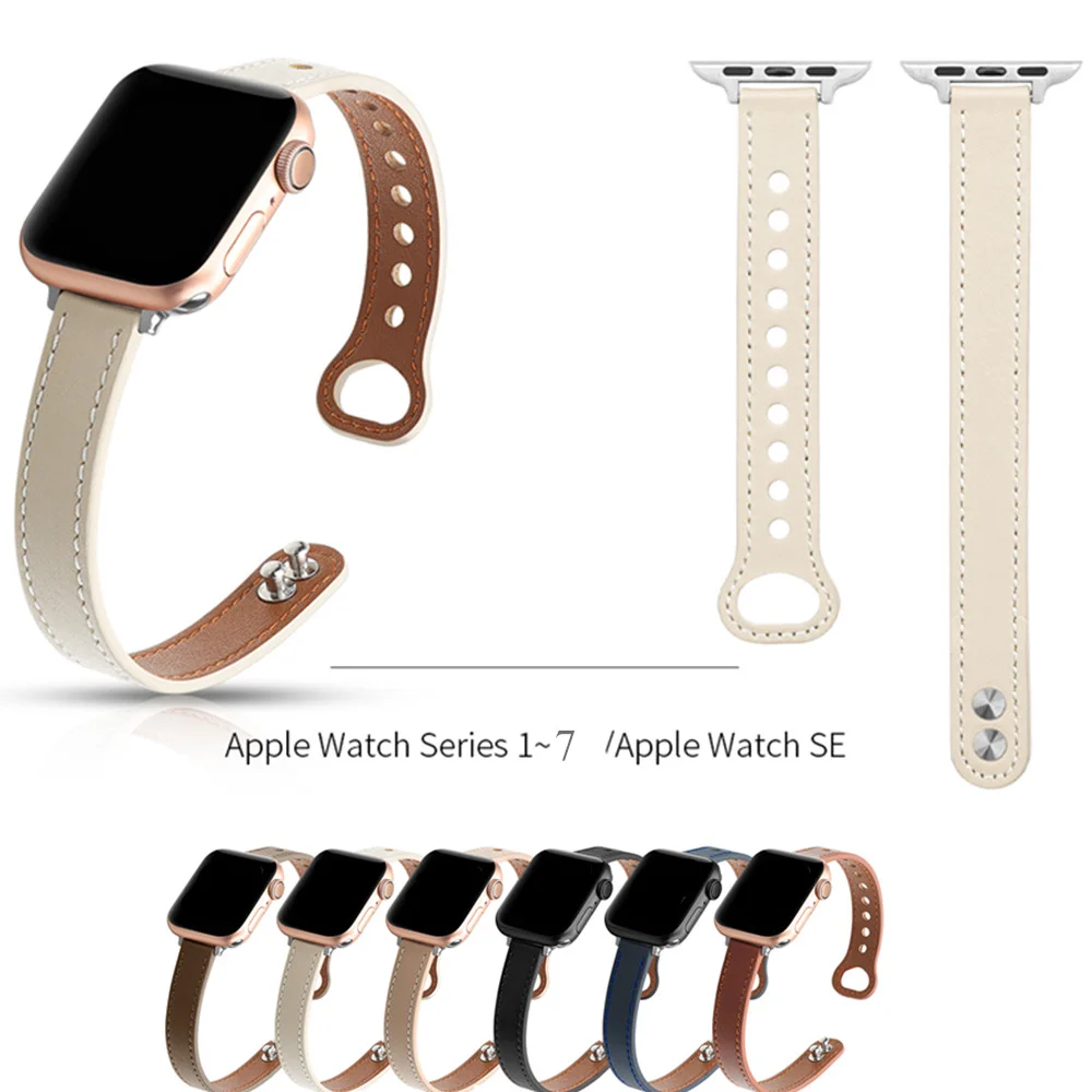 Echtes Lederarmband für Apple Watch Band 40 mm 42 mm 44 mm 45 mm Mode-Sportuhrenarmband für Apple Watch SE 7 6 5 4 3 2 1 Image