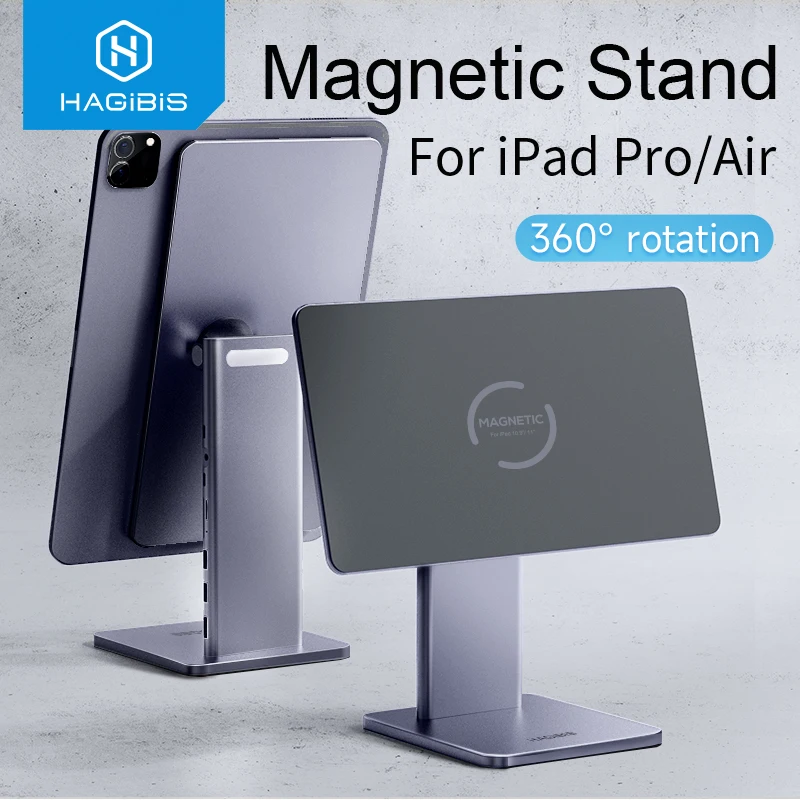 Hagibis faltbarer Magnetständer für iPad Pro 12.9 3./4./5. 11 Air iPad 10. Tablet-Halter 10.9 Rotationshalterung USB C-Hub Image
