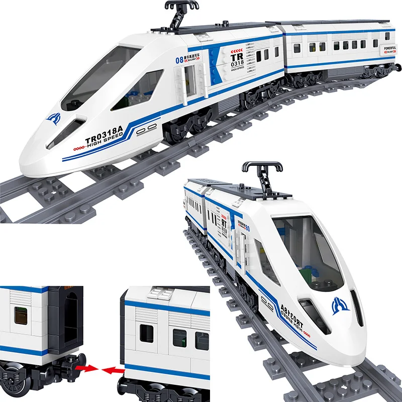 2023 MOC Rail Transit Luxus-Hochgeschwindigkeitszug Modell Puzzle Spielzeug Bausteine 513 Stück Image