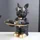 Harz Kunst Französisch Bulldogge Dekor stehend schwarz Butler Statue Ornament Dekor für Heimtier