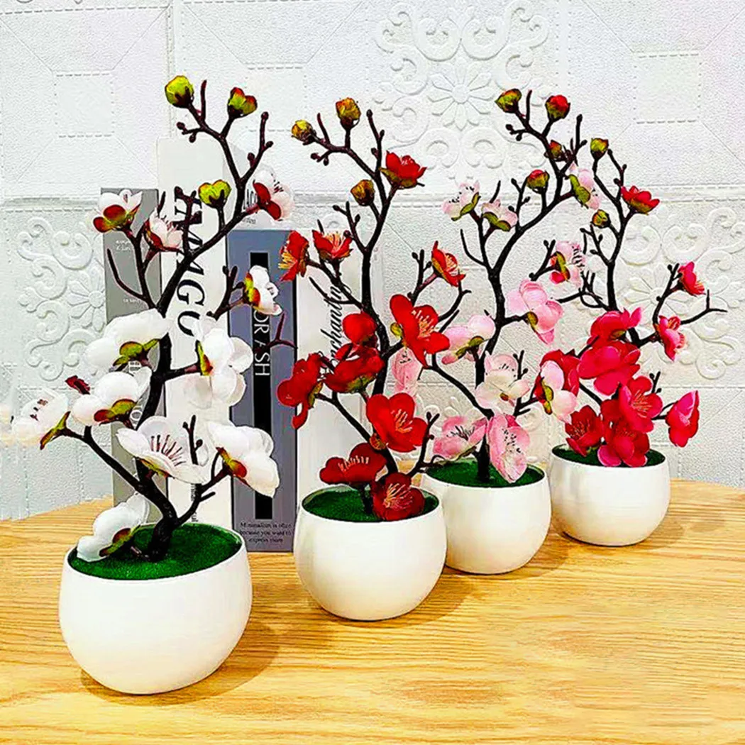 Bonsai Simulation künstliche Topfpflanze Home Office Pflaumen blüte Dekor für Garten Küche Flügel Schwelle Wohnzimmer