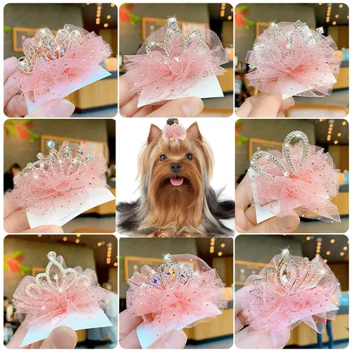 Hund Katze Haustier Haars pange niedliche Spitze Prinzessin Krone Hochzeit Geburtstags feier
