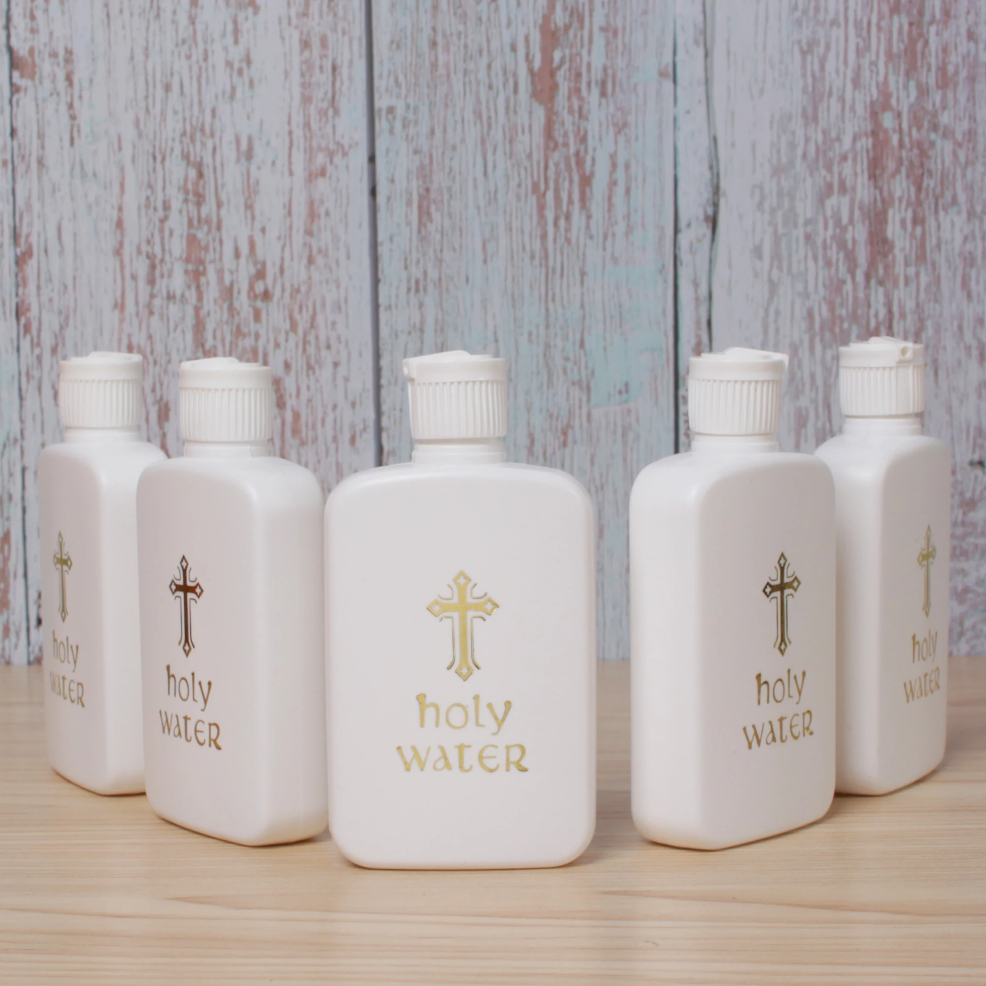 100ml Ostern Heiligen Wasser Kirche Jesus Flasche Mit Gold Blockieren Logo Heiligen Bibel Christian Kreuz Kunststoff Dekoration Wasser Flasche Image