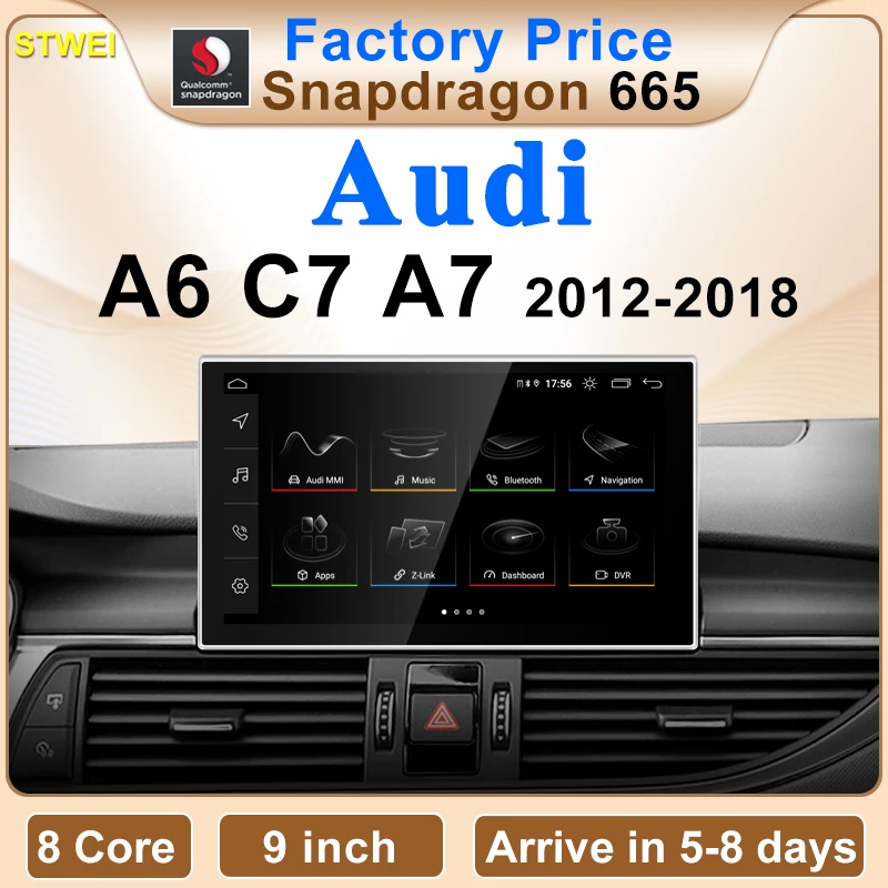 STWEI Qualcomm 8G 128G Android13 9 zoll Carplay AUTO Für AUDI 2012-2018 Jahr A6 A7 C7 auto Video Navi Player GPS Smart Bildschirm Image