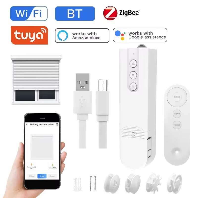 Tuya wifi bluetooth zigbee smart motorisierte ketten rollos fernbedienung sprach steuerung schatten verschluss antriebs motor funktioniert alexa google Image