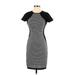Ann Taylor Casual Dress - Sheath Crew Neck Short sleeves: Gray Color Block Dresses - Women's Size X-Small Petite