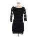 Forever 21 Casual Dress - Mini Boatneck 3/4 sleeves: Black Solid Dresses - Women's Size Medium