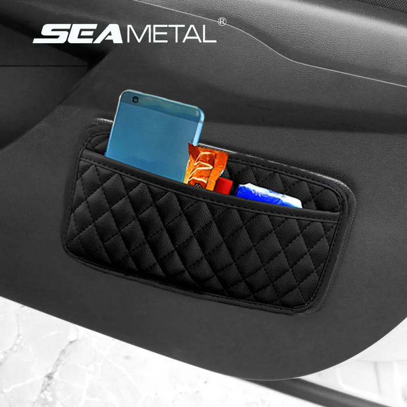 Organizzatori per auto multifunzione Borse tascabili per scatola di immagazzinaggio per auto Borsa da raccolta per carte Chiave del telefono Custodia adesiva nel interno dell'auto