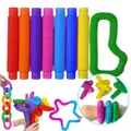 8 PCS tubo telescopico colorato tubo Pop tubo di allungamento tubo corrugato bambini giocattolo