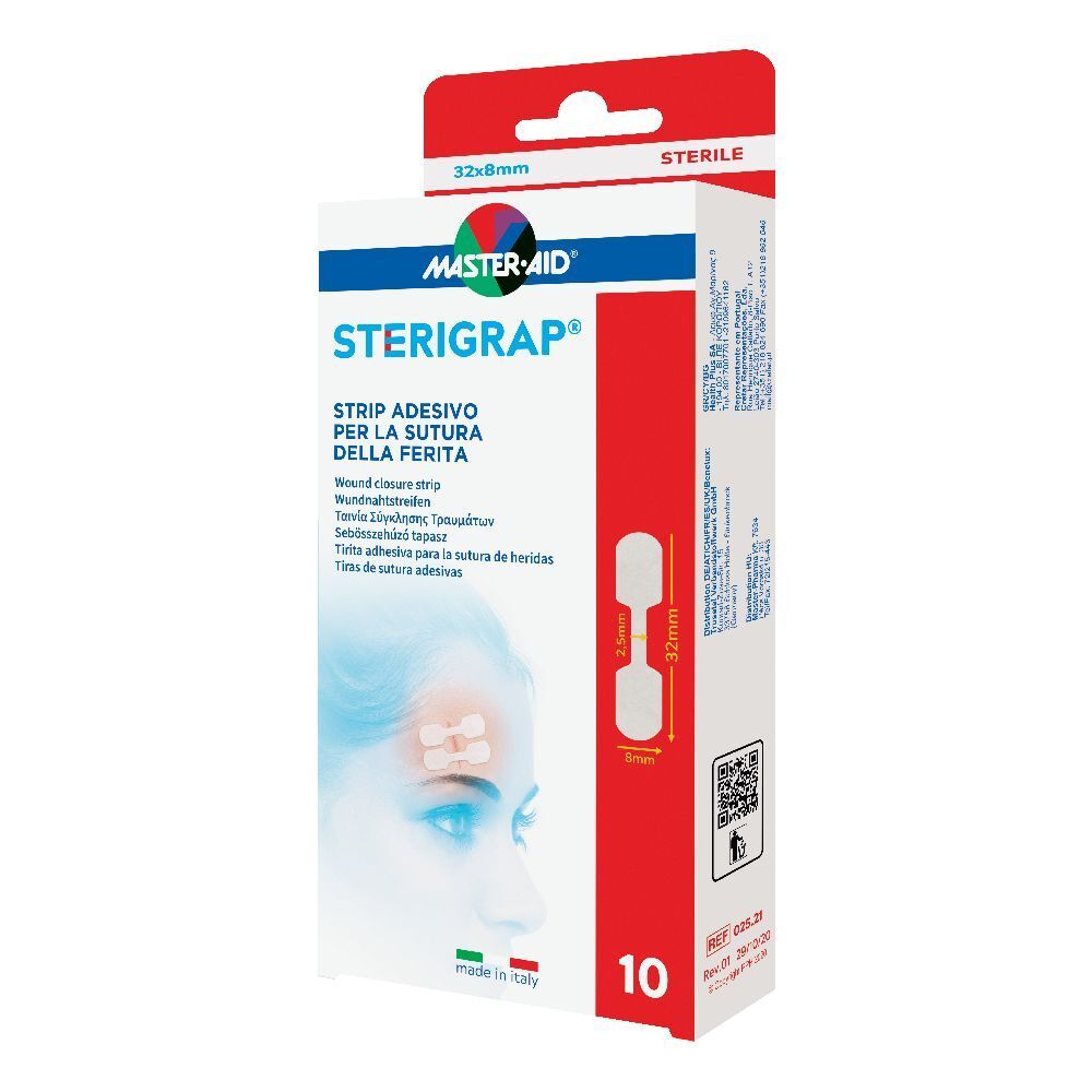Master-Aid Sterigrap Strip Adesivo Sutura Ferite 32X8 Mm 10 Pezzi St