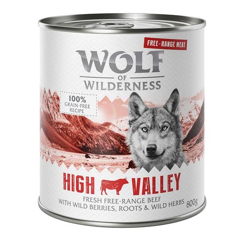 12 x 800 g Wolf of Wilderness Freiland Fleisch getreidefreies Nassfutter