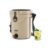 Costway 10 QT Drink Cooler Insulated Ice Chest with Spigot Flat Seat Lid and Adjustable Strap-Beige