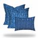 Set Of Three 20" X 20" Blue And White Zippered Coastal Throw Indoor Outdoor Pillow - 6' x 7'