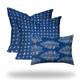 Set Of Three 20" X 20" Blue And White Zippered Gingham Throw Indoor Outdoor Pillow - 6' x 7'