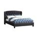 Jimi King Bed, Button Tufted Headboard, Charcoal Gray Polyester Upholstery