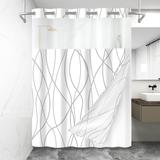 No Hook Striped Shower Curtain with Snap in Fabric Liner SetHotel