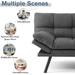 Futon Sofa Bed, Convertible Sleeper Couch Memory Foam Small Splitback Loveseat Sofabed with Adjustable Backrest and 6 Metal Legs