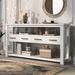Modern 62'' Console Table Sofa Entryway Table with 4 Drawers and 2 Shelves, Acacia Wood Kitchen Buffet Cabinet Sideboard
