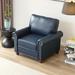 Navy Blue Faux Leather Accent Arm Chair Lounge Sofa Chair Barrel Chair - 1 Seater
