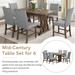 Mid-Century 7-Piece Dining Set with Extendable Table for 6, Solid Wood, Upholstered Chairs - Golden Brown & Gray Cushion