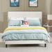 Velvet Upholstered Bed Frame with Vertical Channel Tufted Headboard,Modern Decorative Nailheads