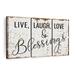 Elephant Stock Faith & Religion Typography Live Laugh Love | 65 H x 42 W x 1.25 D in | Wayfair RV-211_live-laugh-love-and-blessings-typography