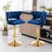 360° Swivel Velvet Bar Stools Set of 2, Adjustable Counter Height Dining Chairs with Nailhead Trim Backrest and Footrest