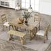 Rustic 6-Piece Dining Set - Solid Wood Table, Upholstered Chairs & Bench, Spacious White Farmhouse Kitchen Set for 6