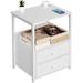 Nightstand, Industrial Bed Side Table with 2 Drawers Storage Open 13.78"D x 17.72"W x 23"H