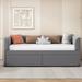 Twin Size Stylish Velvet Upholstered Daybed Ergonomic Design Backrest Daybed with 2 Drawers Wood Slat Support, Grey