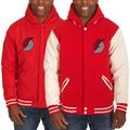 "Men's JH Design Red Portland Trail Blazers Reversible Fleece/Faux Leather Jacket"