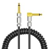 Carevas Guitar Cable Cord Curly Musical Instrument Audio with 1/4 Inch Straight to Right-angle Gold-plated TS Plugs for Electric Guitar Bass Mixer Amplifier Equalizer Max 3 Meters PU Jacket