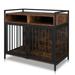 38.6 Furniture Dog Cage Metal Heavy Duty Sturdy Dog Cage with Double Door and Double Lock Adjustable Feet Storage and Anti-chew Features Pet Crate Furniture End Table Night Stand Rustic Brown