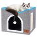 ELEVON Cat Beds for Indoor Cats Cat House Cat Cave Beds with Scratch Pad Foldable Cat Condo Hut with Hanging Ball Covered Cat Tent for Hideaway Cute Cat Tunnel Bed for Small Pet Kitten Kitty(Gray)